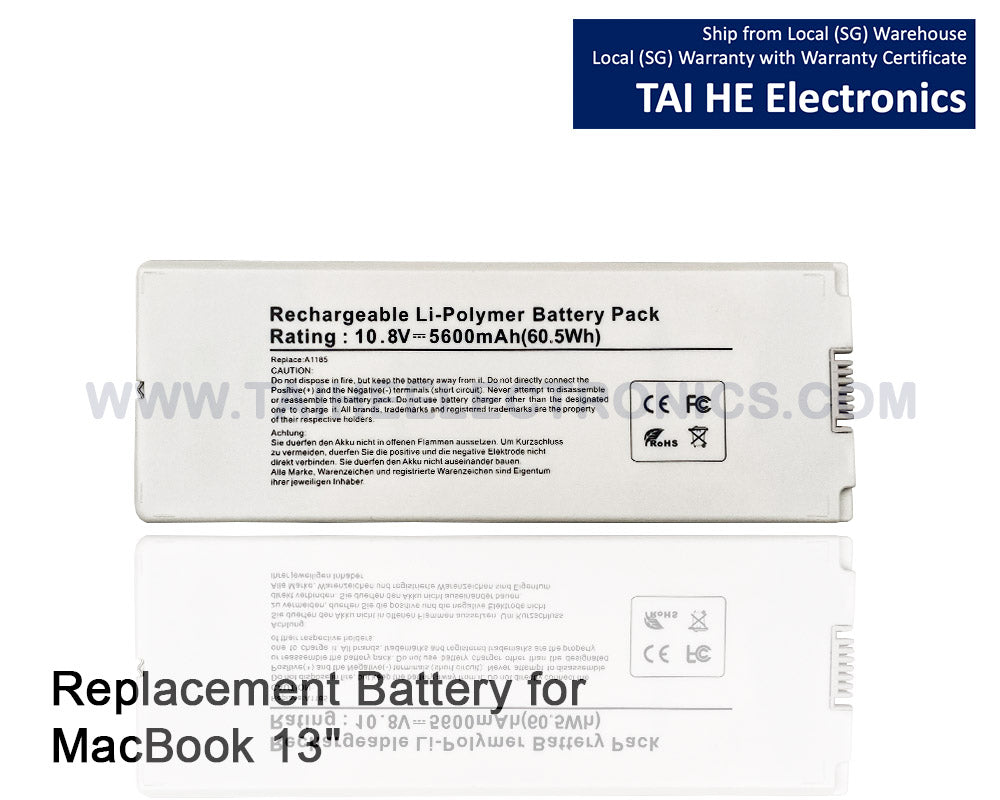 A1185 Laptop Battery for Apple MacBook 13 A1181 MA561 MA254 MA255 MA472 MA566 MA700 MA701 MB061 MB062 MA561FE/A MA561G/A MA561J/A - White