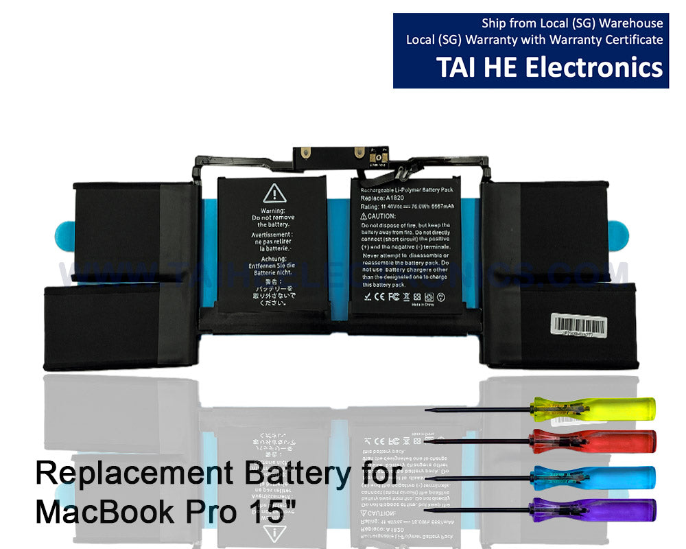 A1707 Battery A1820 for MacBook Pro 15" (Late 2016, Mid 2017) Touch Bar EMC 3072 EMC 3162 MLH32 MLH42 MLW72 MLW82 MPTR2 MPTT2 MLH52 MLW92 MPTU2 MPTV2 MPTW2 MPTX2