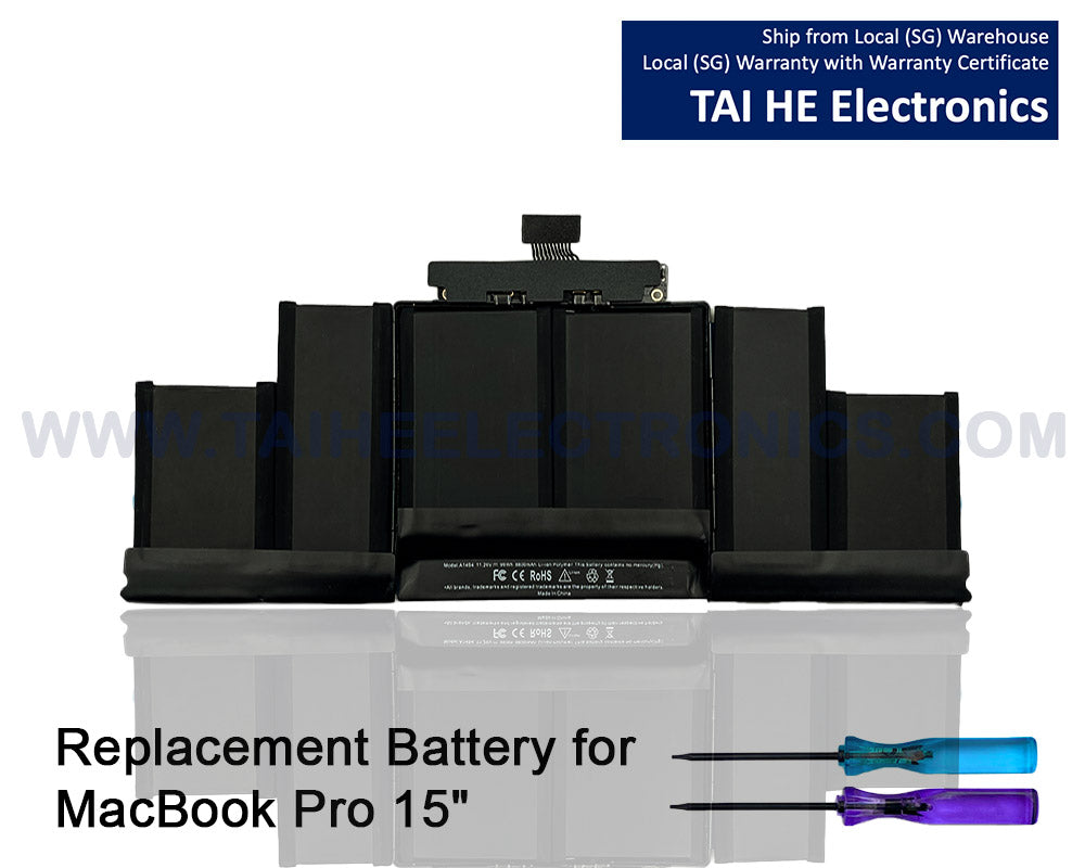 Battery for MacBook Pro 15 Inch Retina A1398 (Late 2013, Mid 2014, Early 2015) Laptop Battery Replacement Model A1494 A1618 Battery 8440mAh (Upgraded 6.2 Versions)