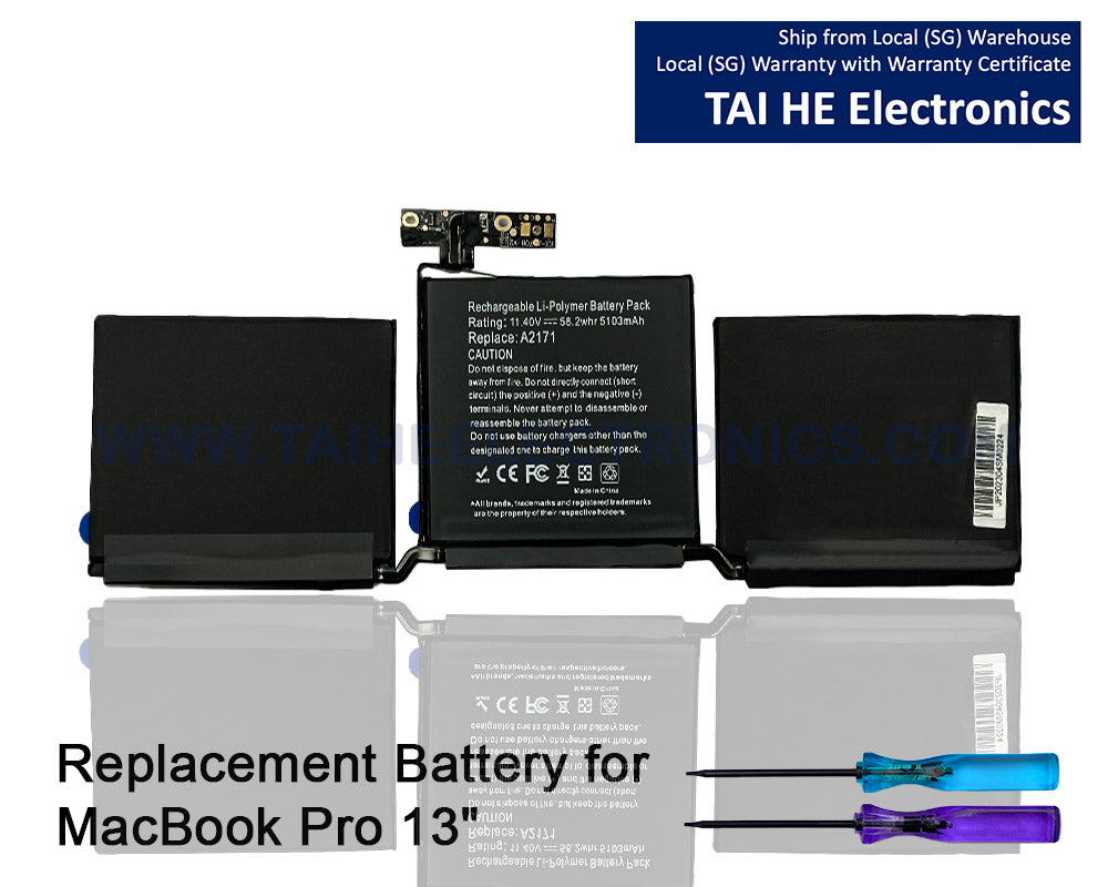 A2171 Laptop Battery for MacBook Pro 13-inch A2159 (EMC 3301)(Mid 2019) A2289 A2338 MUHN2LL/A MUHP2LL/A MUHQ2LL/A MUHR2LL/A MUHR2LL/B MacBook Pro 13 Inch Two Thunderbolt 3 A2159 MUHR2LL 11.41V 58.2Wh