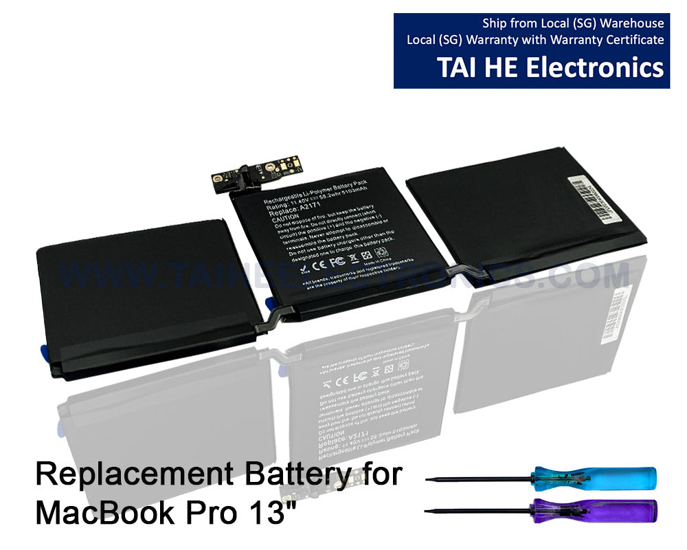 A2171 Laptop Battery for MacBook Pro 13-inch A2159 (EMC 3301)(Mid 2019) A2289 A2338 MUHN2LL/A MUHP2LL/A MUHQ2LL/A MUHR2LL/A MUHR2LL/B MacBook Pro 13 Inch Two Thunderbolt 3 A2159 MUHR2LL 11.41V 58.2Wh
